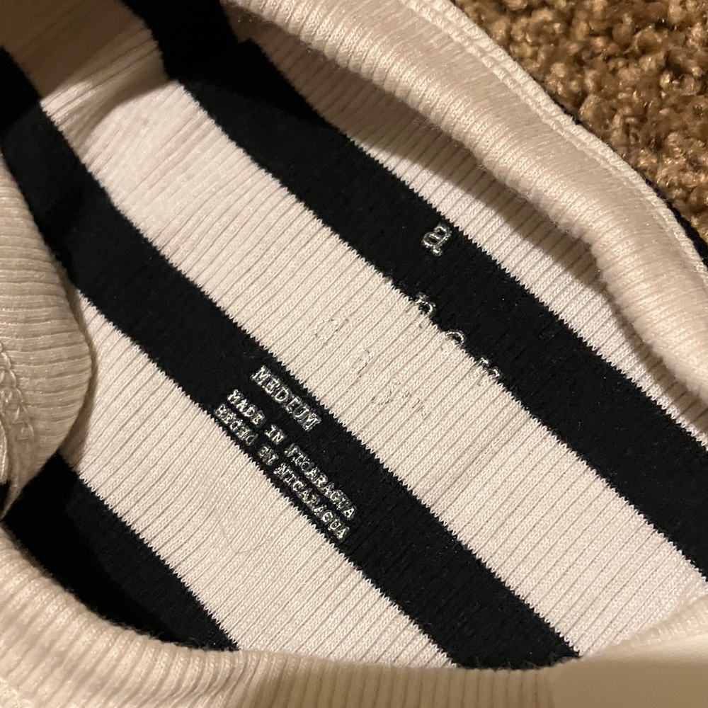 A NEW DAY. Size M. Striped Black and Cream Tank Top. Lots of Stretch. NWT - Picture 2 of 5